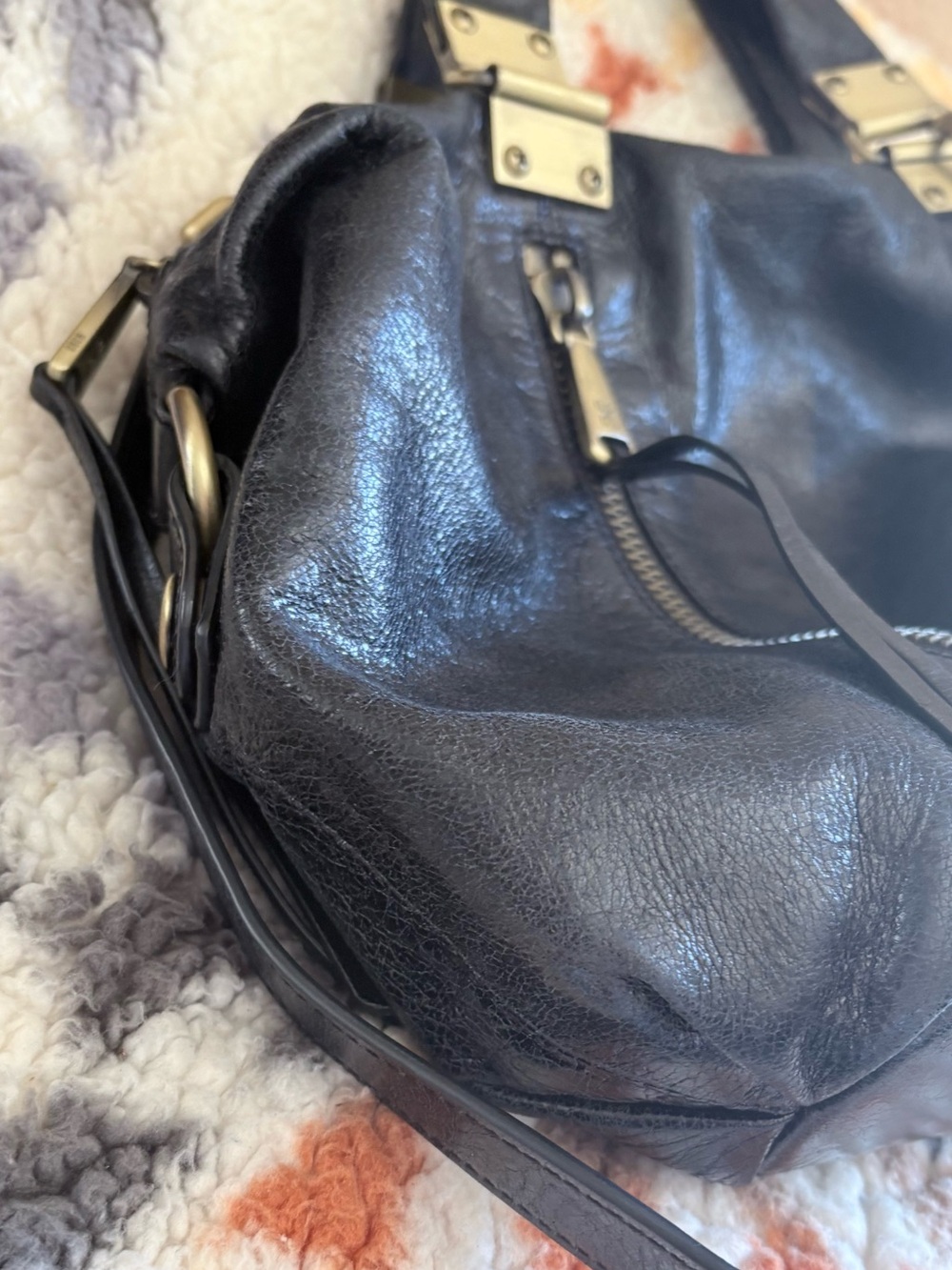 HOBO DERBY VI Soft Leather Tote Hobo Satchel Handbag Purse Black Brass Hardware - Picture 2 of 7